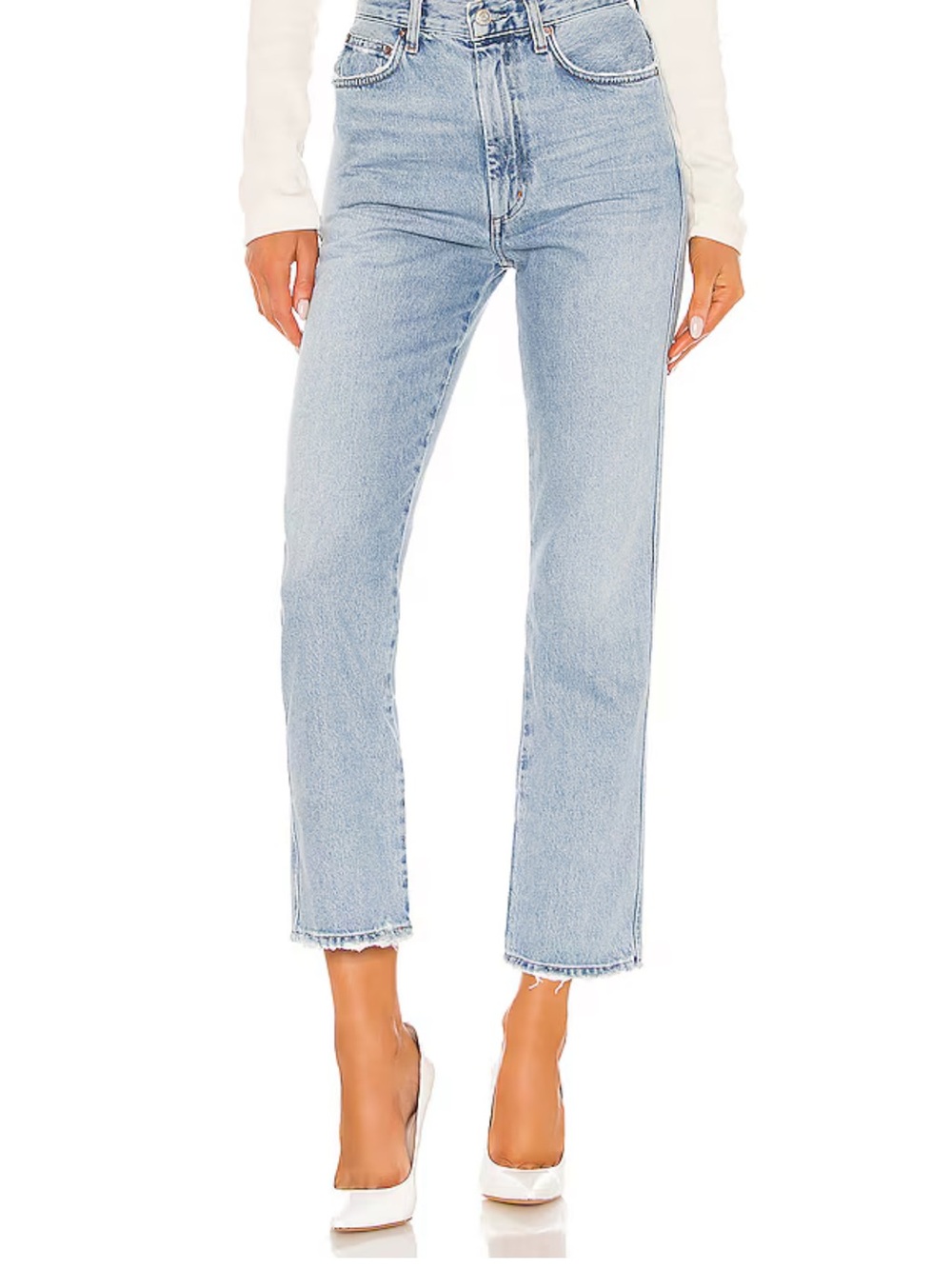 Agolde pinch waist high rise kick jeans in Riptide